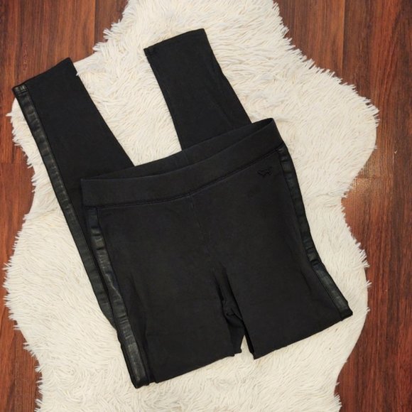 PINK Victoria's Secret Pants - PINK Victoria's Secret Leather Stripe Leggings
